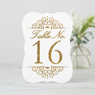Gold Glitzer Effect Wedding Tischnummer Card (16)