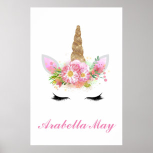 Gold Glitzer Einhorniges Schlafzimmer Giro del Mal Poster
