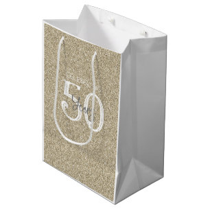 Gold Glitzer Elegant feiert 50 Jahre Chic Mittlere Geschenktüte
