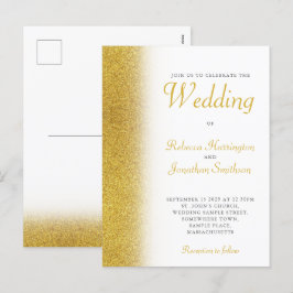 Gold Glitzer Elegante Hochzeit Einladung Postkarte