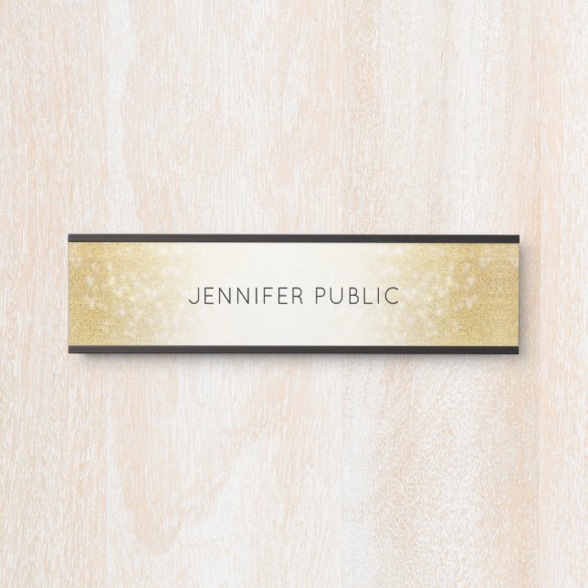 Gold Glitzer Elegante Moderne glamouröse Vorlage Türschild (Vorderseite )
