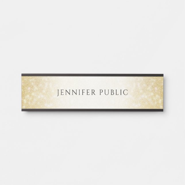 Gold Glitzer Elegante Moderne glamouröse Vorlage Türschild (Vorderseite )