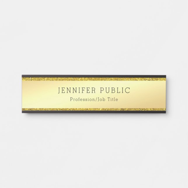 Gold Glitzer Elegante Moderne, trendige Glam-Vorla Türschild (Vorderseite )