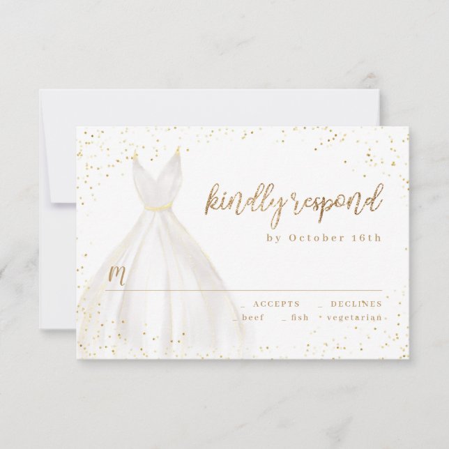 Gold Glitzer Elegante Sparkle Dress UAWG RSVP Karte (Vorderseite)