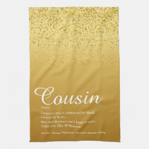 Gold Glitzer Eleganter Script Cousin Definition Geschirrtuch