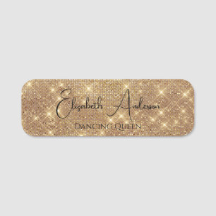 Gold Glitzer Elegantes Event-Party Namensschild