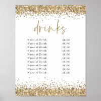 Gold Glitzer Event Party Drinks Preise Bar-Signatu