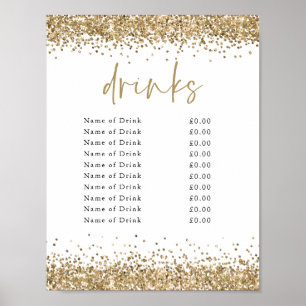 Gold Glitzer Event Party Drinks Preise Bar-Signatu Poster