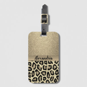Gold Glitzer Exotic Leopard Print Gepäckanhänger
