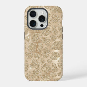 Gold Glitzer Extravagant Cheetah Pattern iPhone 15 Pro Hülle