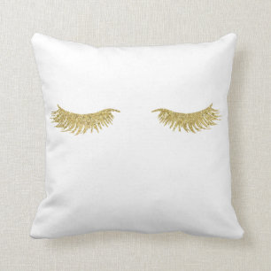 Gold Glitzer Eyelash Makeup Throw Kissen