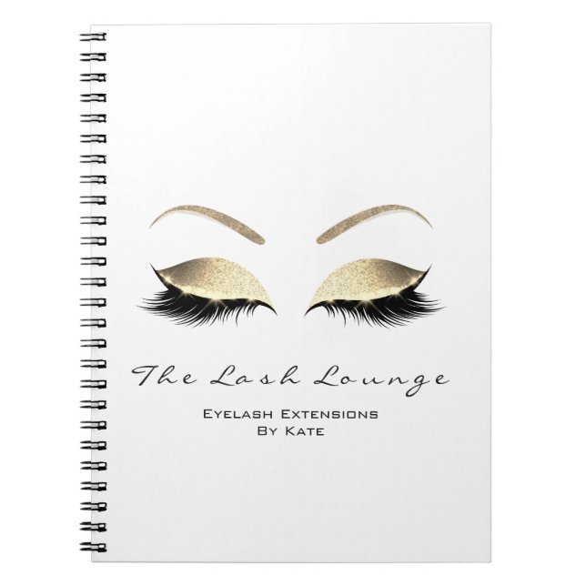 Gold Glitzer Eyes Makeuty Beauty White Name Notizblock (Vorderseite)