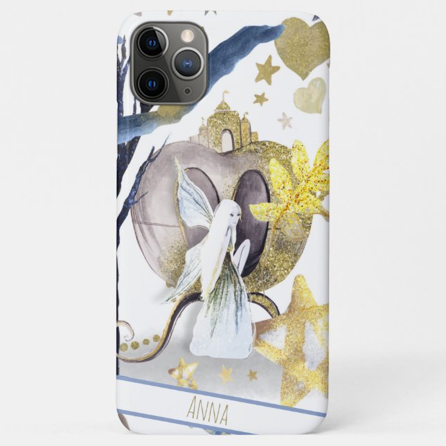 *~* Gold Glitzer Fairy Moon Stars Burg Case-Mate iPhone Hülle (Rückseite)