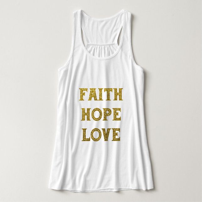 Gold Glitzer | Faith Hope Liebe T - Shirt (Design Vorderseite)