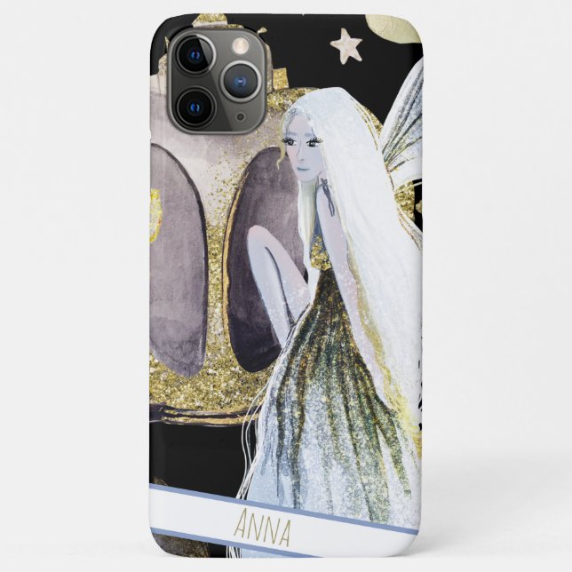 *~* Gold Glitzer Fantasy Stars Carriage Fairy Case-Mate iPhone Hülle (Rückseite)