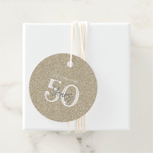 Gold Glitzer feiert 50 Jahre Elegante Chic Fv Geschenkanhänger (Beispiel)
