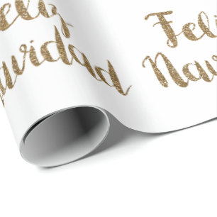 Gold Glitzer Feliz Navidad Geschenkpapier