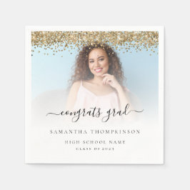 Gold Glitzer Foto 2024 Glückwunsch Abschluss Serviette