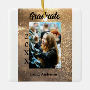 Gold Glitzer Foto Abschluss Namensklasse Keramikornament