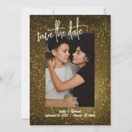 Gold Glitzer Foto Speichern Sie die Daten - Bling  Save The Date