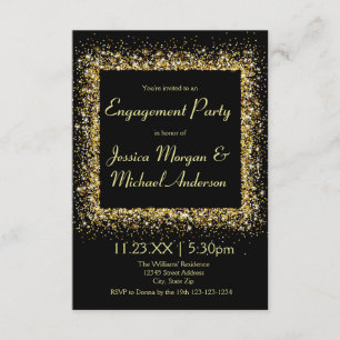 Gold Glitzer Frame - 3x5 Engagement-Partei Einladung