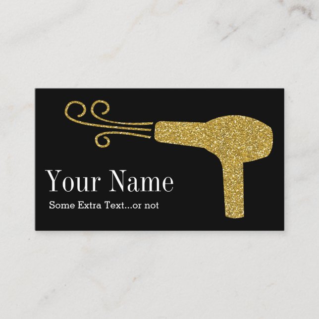 Gold Glitzer Friseur Salon Black Visitenkarte (Vorderseite)