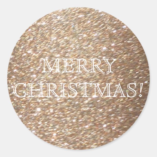 Gold Glitzer Frohe Weihnachten Glamour Runder Aufkleber (Vorderseite)