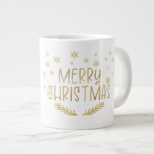 Gold Glitzer Frohe Weihnachten Snowflake Foto Tass Jumbo-Tasse
