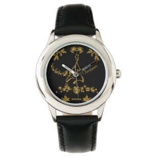 Gold Glitzer Frohe Weihnachten, Weihnachtsmann Armbanduhr