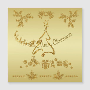 Gold Glitzer Frohe Weihnachten, Weihnachtsmann auf Magnetkarte