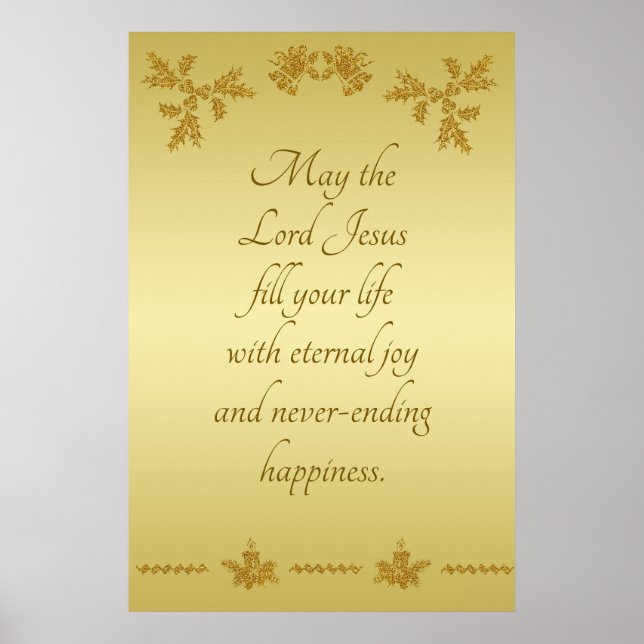 Gold Glitzer Frohe Weihnachten, Weihnachtsmann auf Poster (Vorne)