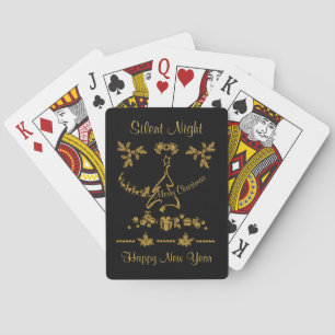 Gold Glitzer Frohe Weihnachten, Weihnachtsmann Spielkarten