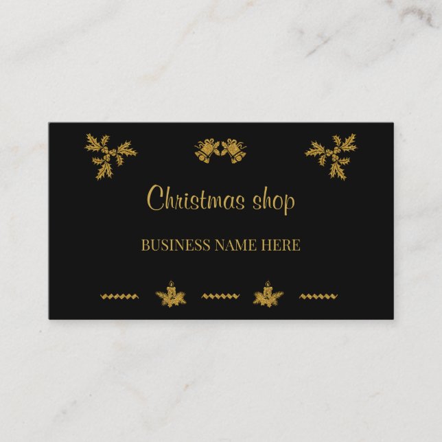 Gold Glitzer Frohe Weihnachten, Weihnachtsmann Visitenkarte (Vorderseite)