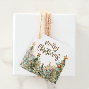 Gold Glitzer Frohe Weihnachtsbaum Geschenktasten Geschenkanhänger