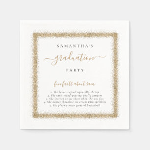 Gold Glitzer Fun Fakten Name Graduation Party Serviette