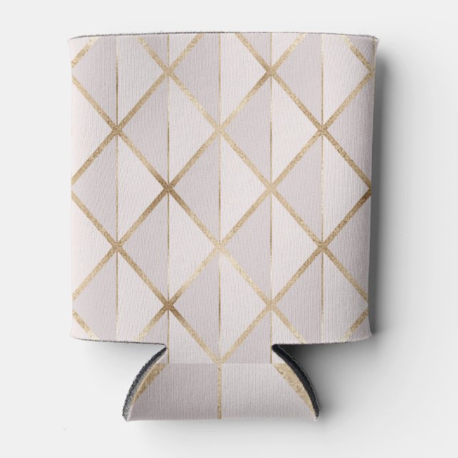 Gold Glitzer, geometrisches Rhombus Muster. Dosenkühler (Vorderseite)