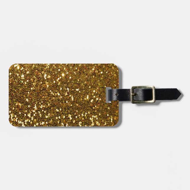 Gold Glitzer Gepäckanhänger (Vorderseite horizontal)