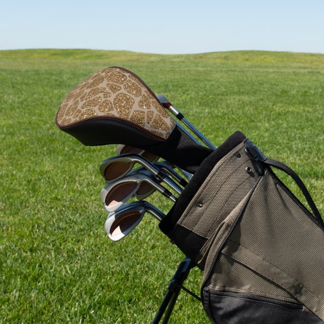 Gold Glitzer Giraffe Print Golf Headcover (In SItu)
