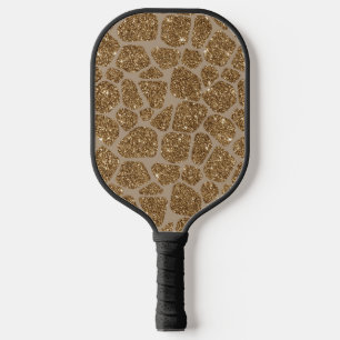 Gold Glitzer Giraffe Print Pickleball Schläger