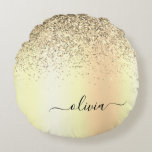 Gold Glitzer Girly Luxus Moderne Monogram Name Rundes Kissen<br><div class="desc">Gold Foil Sparkle Glitzer gebürstetes Metall Monogramm Name Pouf Kissen. Das Kissen macht den perfekten 16 Geburtstag,  Hochzeit,  Brautparty,  Babydusche oder Junggeselinnen-Abschied Geschenk für jemanden,  der sein Zimmer in Rose Gold dekoriert.</div>