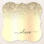 Gold Glitzer Girly Luxus Moderne Monogram Name Untersetzer<br><div class="desc">Gold Imitats belichten metallische Sparkle Glitzer gebürstete Metal Monogram Name Paper Untersetzer. Dies macht den perfekten Abschluss,  Geburtstag,  Hochzeit,  Brautparty,  Jubiläum,  Babydusche oder Junggeselinnen-Abschied Geschenk für jemanden,  die Lieben glamourösen Luxus und schicke Stile.</div>