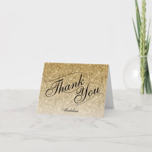 Gold Glitzer Glam Bat Mitzvah Karte (Vorderseite)