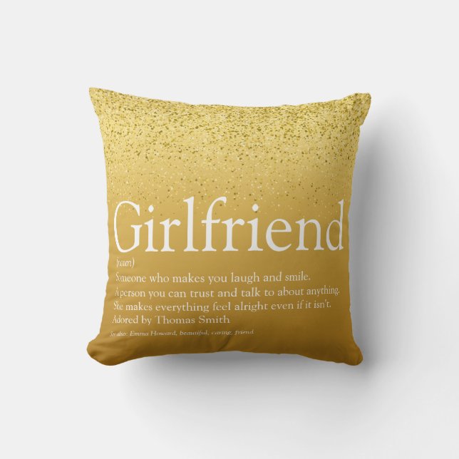 Gold Glitzer Glam Best Girlfriend Ever Definition Kissen (Vorderseite)