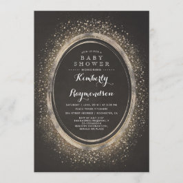 Gold Glitzer Glam | Elegante Vintage Babydusche Einladung