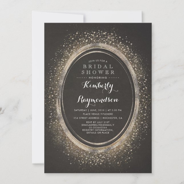 Gold Glitzer Glam | Elegantes Vintages Brautparty Einladung (Vorderseite)