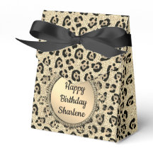 Gold Glitzer Glam Leopard Print