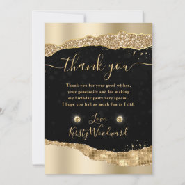 Gold Glitzer Glam Tears Edges Birthday Dankeskarte
