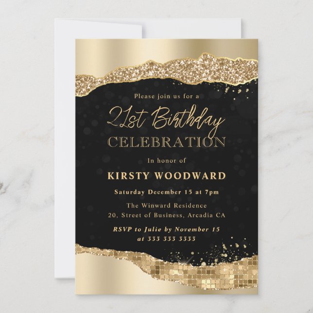 Gold Glitzer Glam Tears Edges Birthday Party Einladung (Vorderseite)