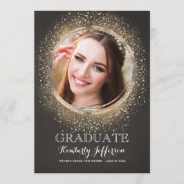 Gold Glitzer Glamour Modernes Abschluss Foto Einladung