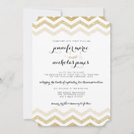 Gold Glitzer Glamour Zickzack Hochzeitseinladung Einladung